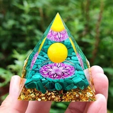 Orgonite Pyramid Citrine Crystal Sphere Malachite Gemstone Orgone Reiki Energy