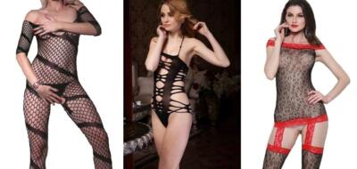 Killer Legs Fishnet Cutout Teddy + 2 Crotchless Bodystockings 3 Pc Lot 06 41 125