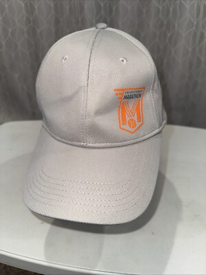 Orange theory Logo in orange on Gray Polyester Hat Cap Hook Loop EUC