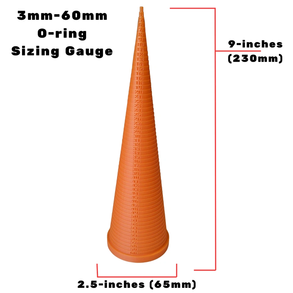Herramienta de medición de cono de tamaño de junta tórica 3 mm-60 mm/61 mm-100 mm y 3 mm-30 mm libre (naranja) - Imagen 3 de 4