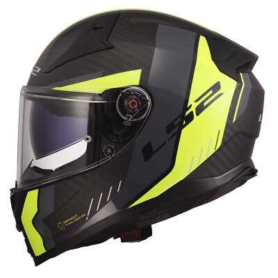 Full Face Helmet LS2 FF811 VECTOR II CARBON Grid Yellow Hi-Viz Matte