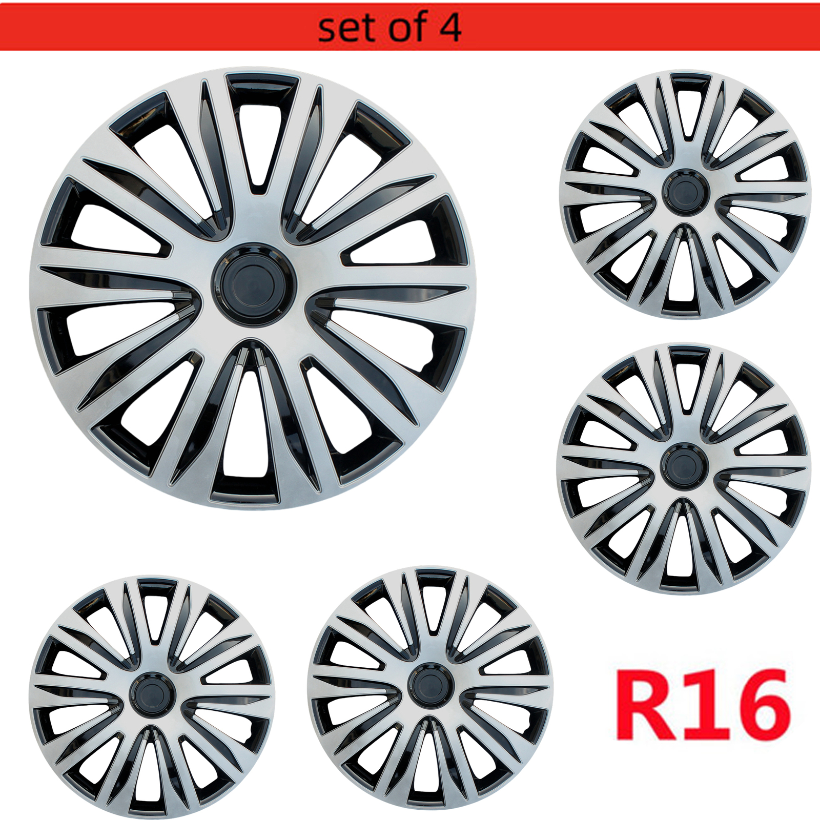 16-Inch Hubcap Set of 4 - Universal Car Wheel Rim Covers