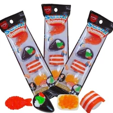 Amos 3 x 1.41 oz Sushi Gummy Candy, Assorted Sushi Gummies Japanese Fruit Chewy