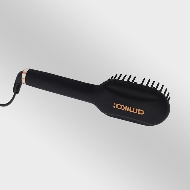 Amika Polished Perfection Mini Hair Straightening Thermal Brush Black