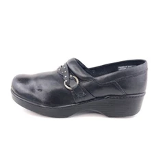 Abeo Fauna Black Leather Slip on Clogs Womens Size 9N Neutral Slip Resistant