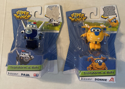 Super Wings Transform-A-Bots Toy Figures Age 3+ Lot Of 2 Donnie + Paul