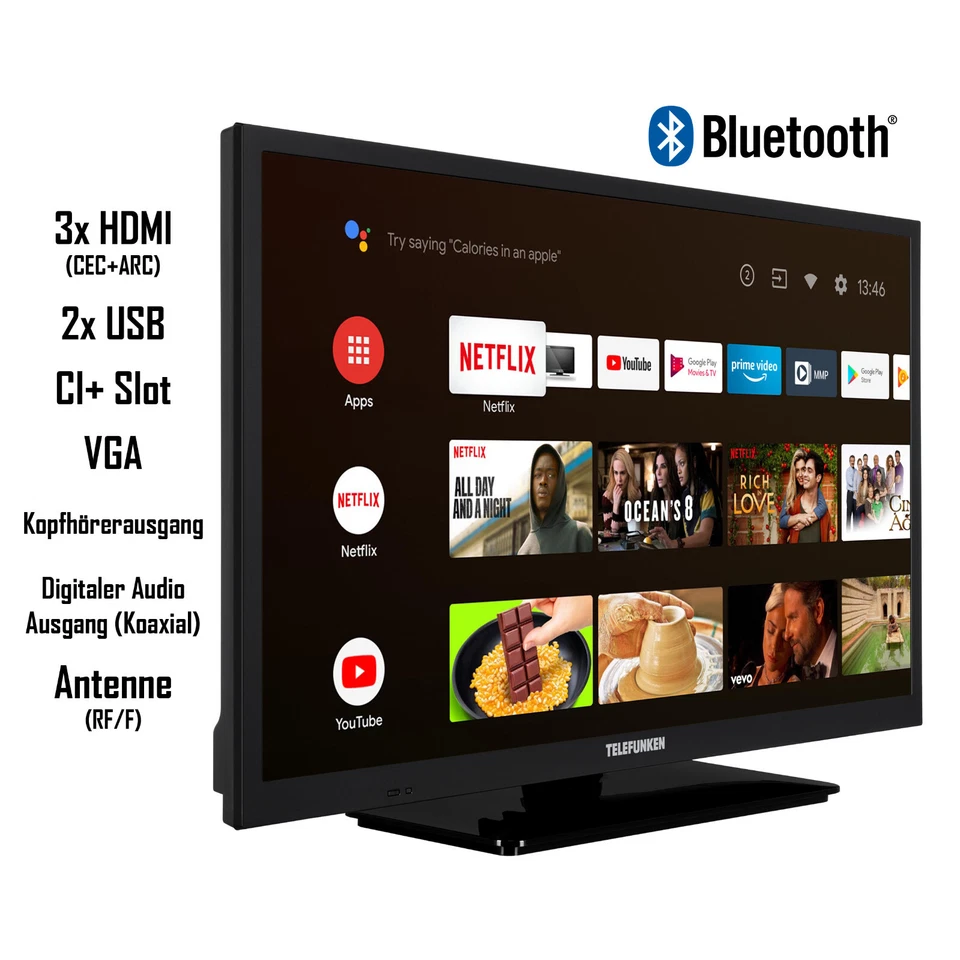 Telefunken XH24AN550MV 24 Zoll Fernseher (Android Smart TV, HD-Ready, 12 Volt) - Bild 2 von 4
