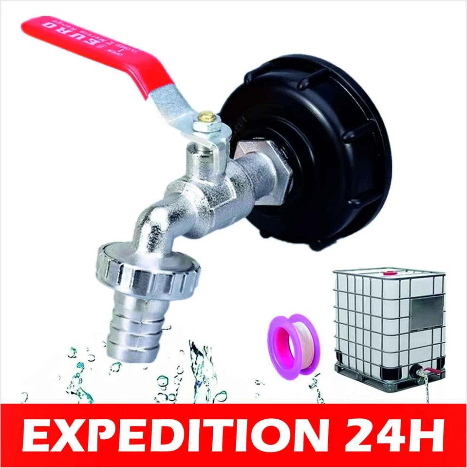Robinet Raccord Avec Adaptateur 3/4" S60x6 Pour Cuve 1000 L Récupérateur D'eau - Photo 1/4
