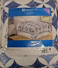 King Size Quilt Blue Essential Home Kmart Paisley Polka Dot Stripes Comforter