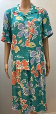 LAURA AND JAYNE VTG 80s EUC Women's Floral Blouse 16  Skirt 18 Set