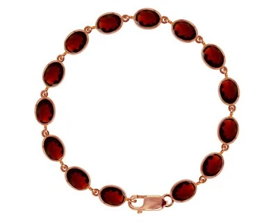 9ct Rotgold Tennisarmband Oval Naturgarnet 21,00ct Bezel UK gefertigt - Bild 1 von 4