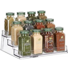 Home Intuition 3-Tier Spice Rack Step Shelf Cabinet Organizer, Clear (1)