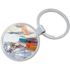Coloring Book Color Keychain - Includes 1.25 Inch Loop for Keys or Backpack