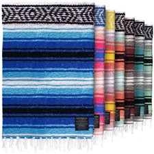 Authentic Extra Large Mexican Blanket - Handwoven Yoga, Serape, Artisanal Fal...