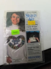 Vintage 90s Sequin Art Crafts Applique Kit Hearts Flowers Distlefink Designs