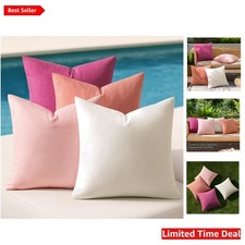 Chic 18x18 Pink Outdoor Throw Pillow Covers - Set of 4, Waterproof and Stylish