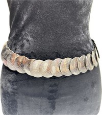 VINTAGE 1970/1980 Silver Tone Disc Link Belt With Elastic Any Size Fashion.