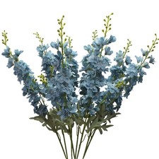 8 PCS Dusty Blue 33.46 Inch Artificial Delphinium Larkspur Tall Fake Flowers