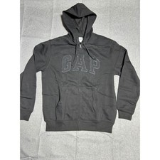 Gap Full Zip Hoodie Mens Medium Black Arch Logo Fleece Sweatshirt 218871-17-1