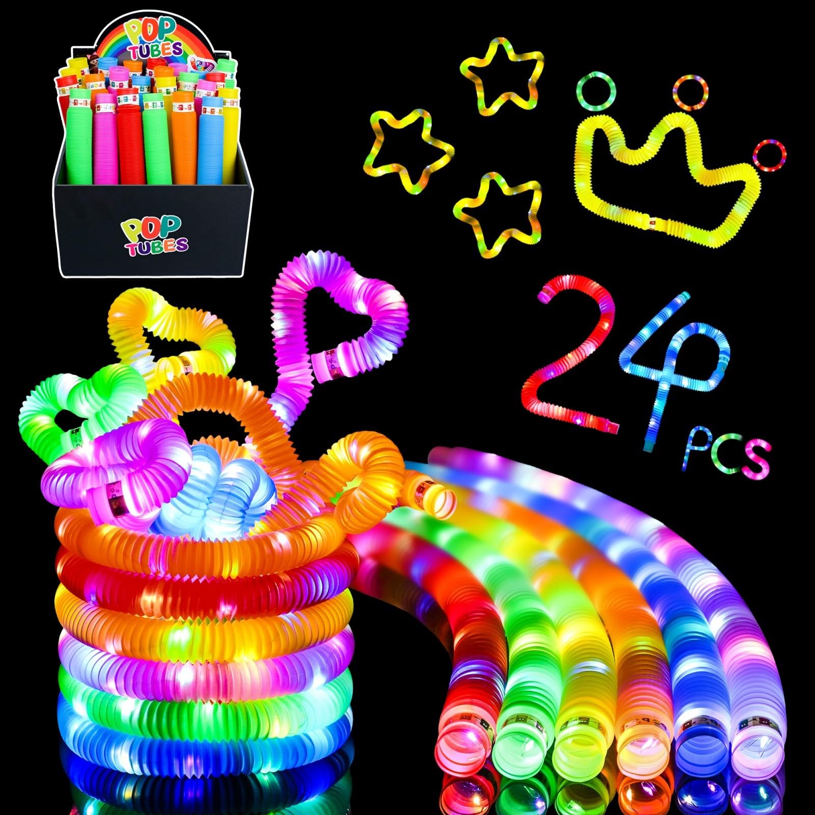 24 Pack Halloween Glow Sticks Party Favors for Kids, Sensory Toys Birthday Pa...