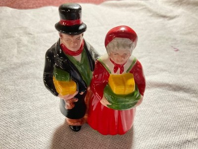 Vintage Ceramic Applause Christmas Victorian Man & Woman Salt or Pepper Shaker