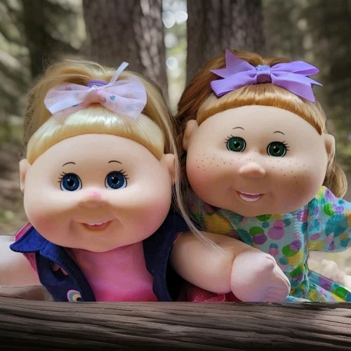 Cabbage Patch Kids Girl Dolls Blonde & Auburn Hair Pink &  Purple Outfits Lot