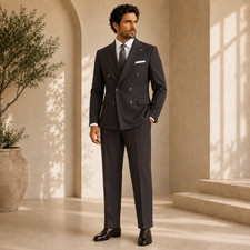 Men s Luxury Dark Espresso Double Breasted Suit Premium Formal Wedding Busines