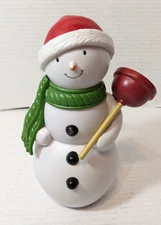 Hallmark JOLLY IN THE JOHN Snowman with Plunger & Sound Motion Activated ~ Works