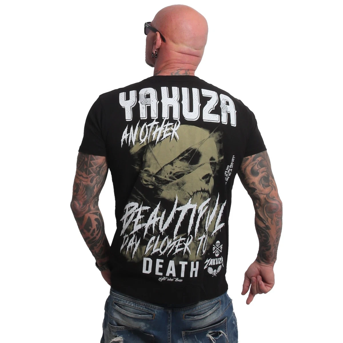 Yakuza Bleak Maglietta Uomo Regular Basic Girocollo, 100% Cotone, Stampa Petto Discreta, Vestibilità Casual, Taglia XXL Modello - 3