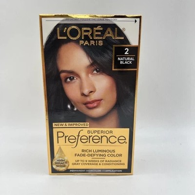 Loreal Paris Superior Preference Permanent Hair Color 2 Natural Black Torn Box