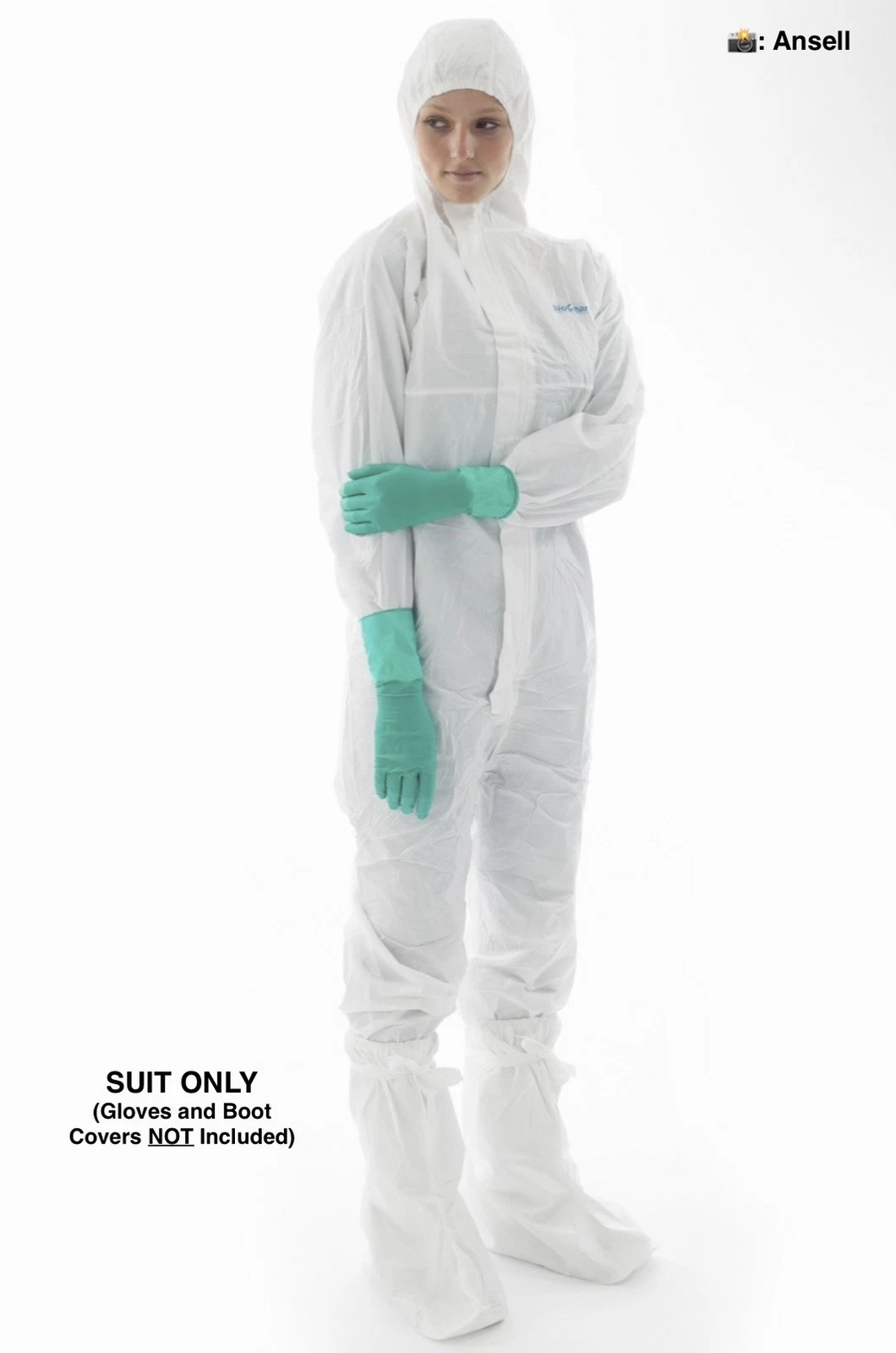 10PK Disposable Coveralls SIZE M (Non-Sterile) Ansell BioClean #BDCHT-M *READ* - product detail image 3