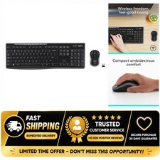 Logitech MK270 Wireless Keyboard and Mouse Combo Full Size Black