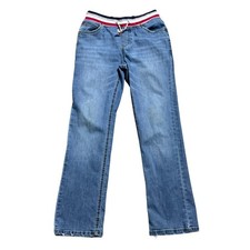 TOMMY HILFIGER Unisex Kids Large 16/18 Blue Jeans Straight Leg Denim Drawstring