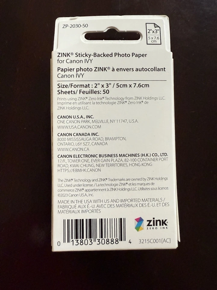 60 Sheets Canon 2”x 3” ZINK Photo Paper Sticky Back Canon Ivy Printer - Image 3 of 3