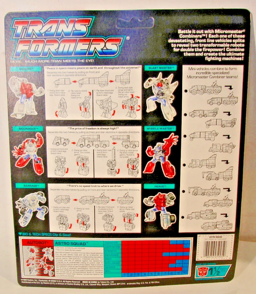 Transformers 1989 Autobot Combiners Astro Squad Sealed Mint On Card MOC - Image 3 of 4