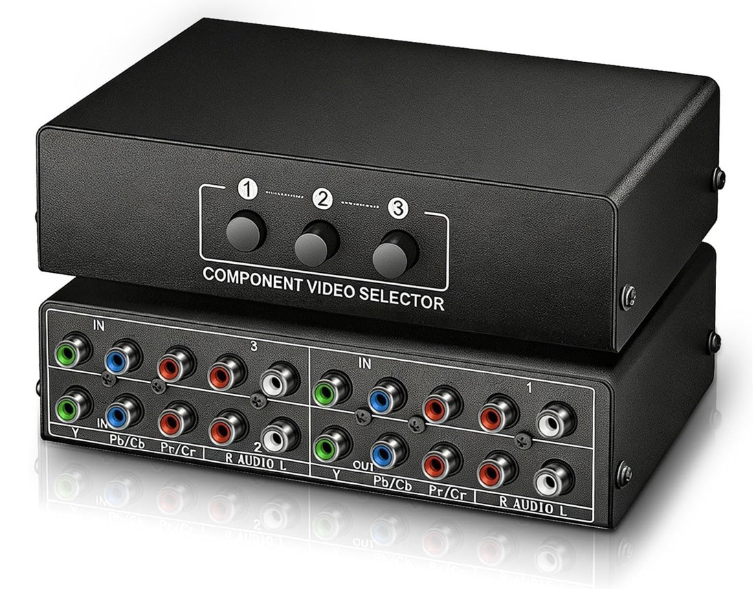 3 In 1 Out Component RGB Video Audio Switcher│RCA AV Switch Box