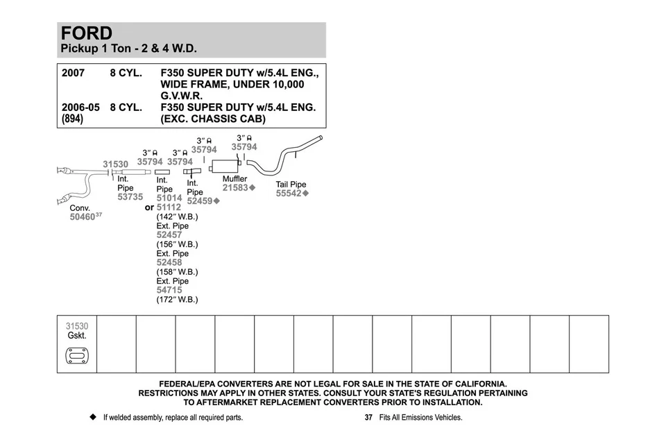For Ford F-250 Super Duty 05-07 Aluminized Steel Exhaust Intermediate Pipe Foto 2 de 4