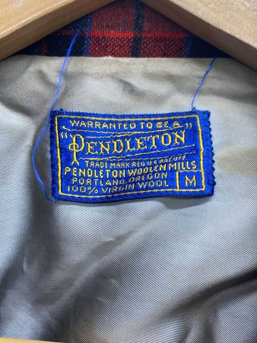 PENDLETON Wool Check Tailored Jacket M Red Classi… - image 3