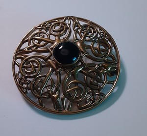 Celtic Jewelry Warrior Pin Killarney Bronze Obsidian
