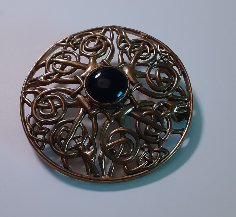 Celtic Jewelry Warrior Pin Killarney Bronze Obsidian