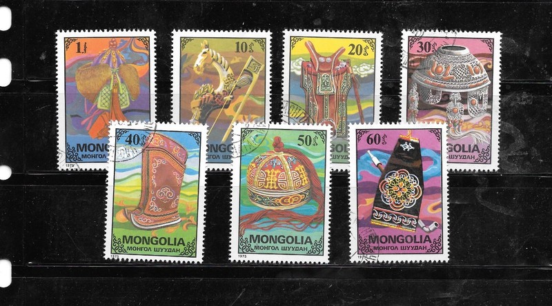 MONGOLIA SC#865-71 1975 MUSICAL INSTRUMENTS CTO USED OLD COMMEM PICTORIAL SET