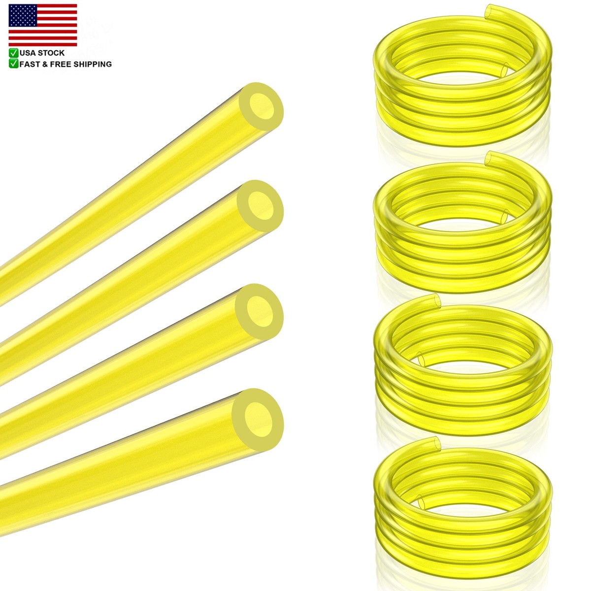 Kit De 4 Tuyaux PVC Jaunes Pour Essence - Tronçonneuses, Débroussailleuses, Taille-haies