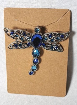 Blue Dragonfly Pendant Aqua Colors Rhinstones Filigree Silver Toned Jewelry J24