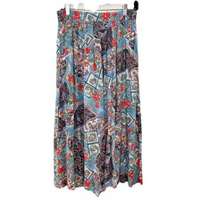Carole Little Floral Palazzo Pants Wide Leg Elastic Waist Vintage 90s Patchwork