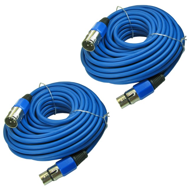 2 MALE FEMALE 3pin XLR mixer to powered speaker cables 100ft foot 30m