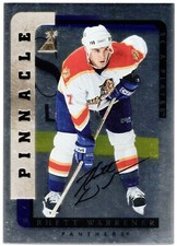1996/97 Pinnacle Be A Player RHETT WARRENER Silver Foil On-Card Autograph #138