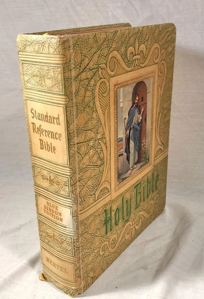 VTG 1960 KING JAMES STANDARD REFERENCE FAMILY BIBLE BLUE RIBBON EDITION HERTEL - Image 2 of 4