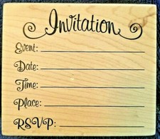INKADINKADO RUBBER STAMP INVITATION EVENT DATE TIME PLACE RSVP NEW