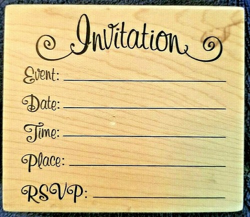 INKADINKADO RUBBER STAMP ~ INVITATION ~ EVENT ~ DATE ~ TIME ~ PLACE ...