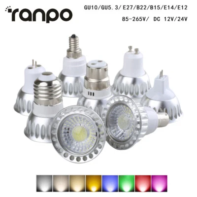 RANPO Dimmable LED Maïs Spot Ampoules 5W GU10 MR16 GU5.3 E27 AC 220V Dc 12V 24V Lampes